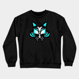 Dark Kitsune Face - Cyan Crewneck Sweatshirt